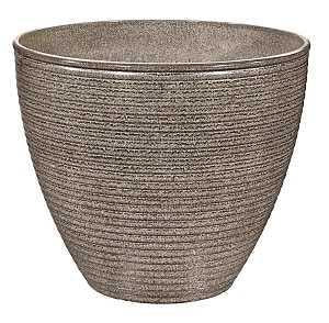 Landscapers Select PT-S005 Wave Planter, 13 in Dia, 11 in H, Round, Resin, Beige, Beige Wave