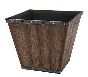 Landscapers Select S17050410-01-B Square Barn Planter, 8-1/2 in H, 10 in W, Square, High-Density Resin, Brown, Brown