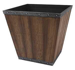 Landscapers Select S161015-12064-B Square Whiskey Barrel Planter, 13-1/4 in H, 14-1/2 In W, Square, High-Density Resin