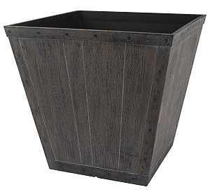 Landscapers Select S161015-12064-A Square Whiskey Barrel Planter, 13-1/4 in H, 14-1/2 In W, Square, High-Density Resin