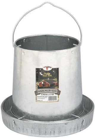 Little Giant 9112 Poultry Feeder, 12 lb Capacity, Rolled Edge, Galvanized Steel, Hanging