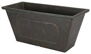 Landscapers Select PT-S049 Planter, 8.75 in H, 19 in W, 8 in D, Rectangle, Resin, Black, Metallic