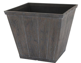 Landscapers Select S17050410-01-A Square Barn Planter, 8-1/2 in H, 10 in W, Square, High-Density Resin, White Wash