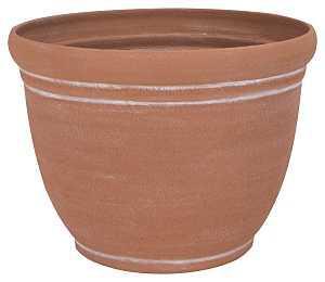 Landscapers Select PT-S058 Planter, 13 in Dia, 9-3/4 in H, Round, Resin, Terra Cotta, Terra Cotta