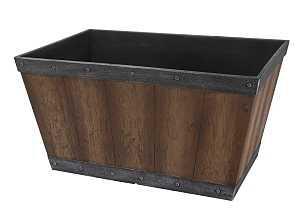 Landscapers Select S17060122-01-B Barn Planter, 12 in H, 24 in W, Rectangle, High-Density Resin, Brown, Brown