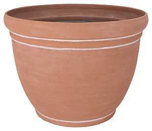 Landscapers Select PT-S060 Planter, 18 in Dia, 13-3/4 in H, Round, Resin, Terra Cotta, Terra Cotta