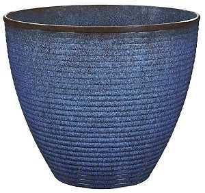 Landscapers Select PT-S007 Wave Planter, 18 in Dia, 15 in H, Round, Resin, Blue, Blue Wave