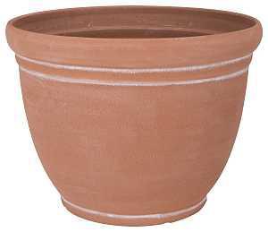 Landscapers Select PT-S059 Planter, 15 in Dia, 11.5 in H, Round, Resin, Terra Cotta, Terra Cotta