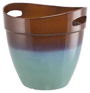 Landscapers Select PT-S039 Planter, 12 in Dia, 11-1/2 in H, Round, Resin, Teal, Teal