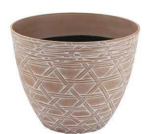 Landscapers Select S18040913-05 Arabesque Planter, 12-1/2 in Dia, 10 in H, Round, High-Density Resin, White Wash