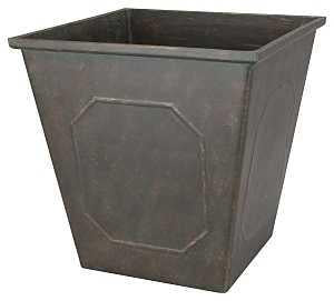 Landscapers Select PT-S046 Planter, 14 in Dia, 14 in H, 14 in W, 14 in D, Square, Resin, Metallic, Metallic