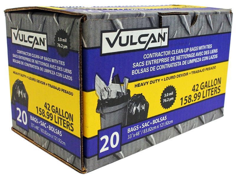 Vulcan FG-03812-07 Contractor Bag, 42 gal, Black