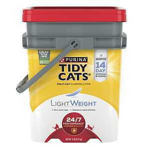 Tidy Cats Lightweight 24/7 Performance 15367 Clumping Cat Litter, Clay, 17 lb Pail
