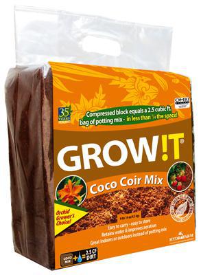 GROW!T Coco Coir Mix (.36 cu ft) - Compressed Block equals 2.5 cubic ft. bag of soil