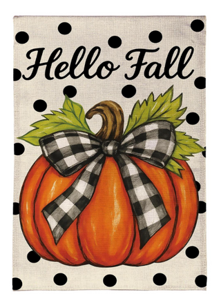 Checkered Bow Pumpkin Burlap Flag Garden