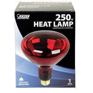Feit Electric 250R40/10 Incandescent Reflector Heat Bulb, 250 W, BR40 Lamp, E26 Medium Lamp Base, 250 Lumens, Red Lamp
