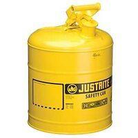 Justrite 7150200 Safety Can, 11-3/4 in Dia, 16-7/8 in OAH, 5 gal, Steel, Yellow