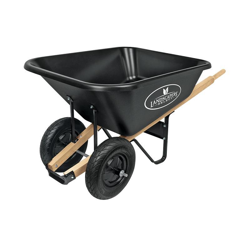 Landscapers Select 34565 Wheelbarrow, 8 cu-ft Volume, Polypropylene Tray, 2-Wheel, Pneumatic Wheel, 16 in Wheel