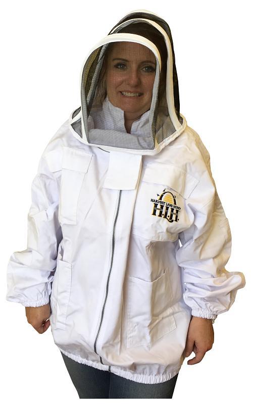 Harvest Lane Honey CLOTHSJL-102 Beekeeper Jacket with Hood, L, Zipper, Polycotton, White