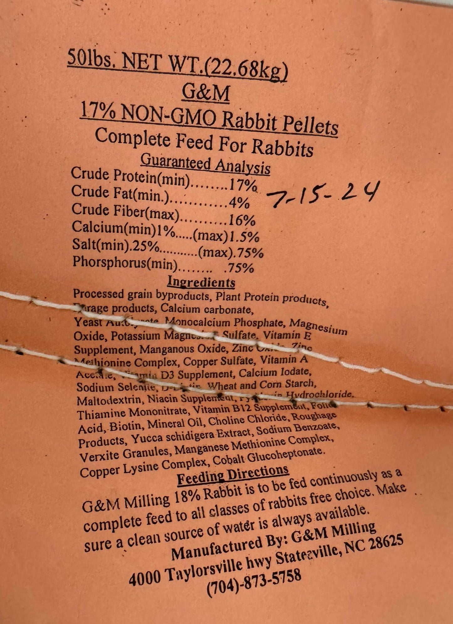 G&M Milling - 17% Non-GMO Rabbit Pellets