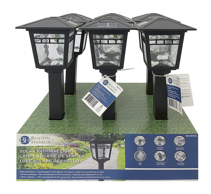 Boston Harbor 26072 Solar Coach Stake Light, NI-Mh Battery, AA Battery, 1-Lamp, Plastic and Glass Fixture, Black