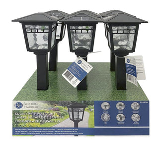 Boston Harbor 26072 Solar Coach Stake Light, NI-Mh Battery, AA Battery, 1-Lamp, Plastic and Glass Fixture, Black