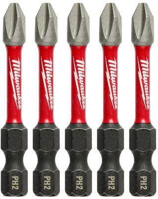 Milwaukee SHOCKWAVE 48-32-4602 Power Bit, #2 Drive, Phillips Drive, 1/4 in Shank, Hex Shank, 2 in L, Steel