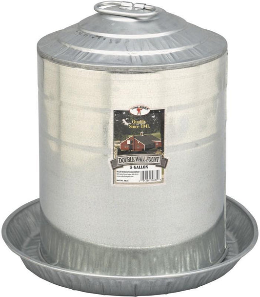 Little Giant 9835 Poultry Fount, 5 gal Capacity, Galvanized Steel, Floor, Ground Mounting