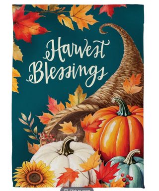 Thanksgiving Harvest Blessings Suede Flag
