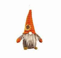 Fabric Fall Gnome with Knit Sunflower Hat Hanging Décor