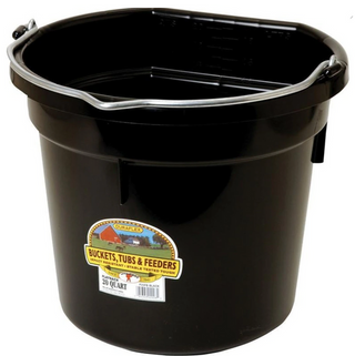 Little Giant Flat Back Plastic Bucket - 20 qt, Black