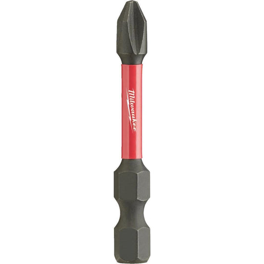 Milwaukee SHOCKWAVE 48-32-4762 Power Bit, #2 Drive, Phillips Drive, 1/4 in Shank, Hex Shank, 2 in L, Steel