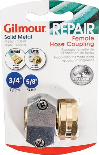 Gilmour Hose Mender Coupler, Female, Zinc 5/8x3/4in