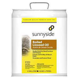 Sunnyside 872G5 Boiled Linseed Oil, Gloss, Amber/Clear, Liquid, 5 gal, Can