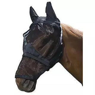 Tough1 Deluxe Comfort Mesh Fly Mask Horse with Removeable Nose Piece - Black