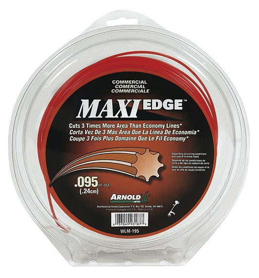 Arnold Maxi Edge Series WLM-195 Trimmer Line, 0.095 in Dia, 200 ft L, Polymer, Orange