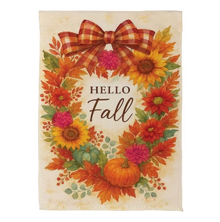 Hello Fall Wreath Suede Flag House