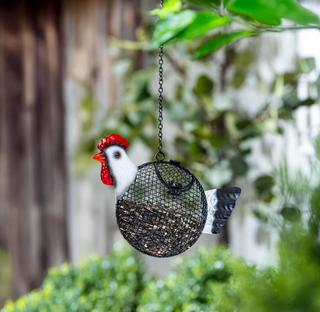 Petal & Plow Bird Feeder, Metal Rooster Seed Feeder