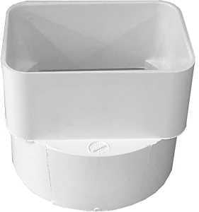 Canplas 414434BC Downspout Adapter, 3 x 4 x 4 in Connection, Hub, PVC, White