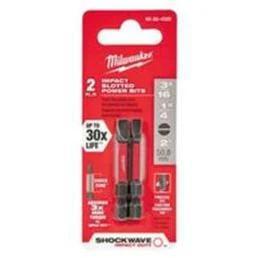 Milwaukee SHOCKWAVE 48-32-4920 Power Bit, 3/16, 1/4 in Drive, Slotted Drive, 1/4 in Shank, Hex Shank, 2 in L