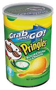 Pringles 84560 Potato Chips, Onion, Sour Cream Flavor, 2.5 oz Can