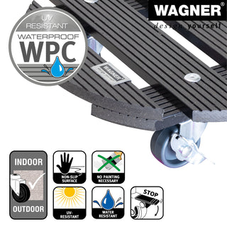11.4" Gray Round WPC Plant Caddy